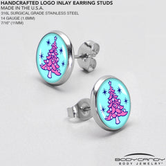 Pastel Christmas Tree Holiday Stud Earrings by Onyx O