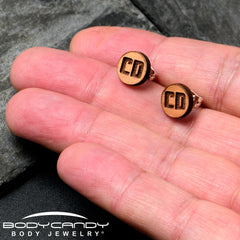 Custom No 2 Earrings Wood Initial Personalized Stud Earrings