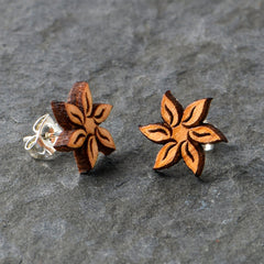 Natural Maple Wood Blooming Flowers Stud Earrings