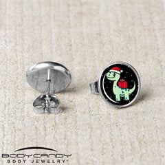 Christmas Holiday Dinosaur Stud Earrings by Onyx O