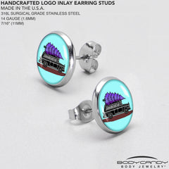 Holiday Christmas Hearse Stud Earrings by Onyx O