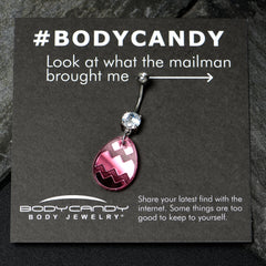 Clear Gem Pink Easter Decorated Egg Dangle Belly Ring