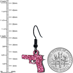 Pink Glitter Gun Fishhook Dangle Earrings