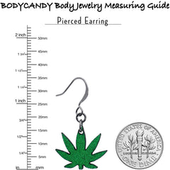 Green Marijuana Pot Leaf Dangle Earrings
