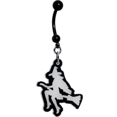 Glow in the Dark Halloween Flying Witch on Broom Dangle Belly Ring