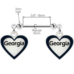 Custom Heart Glow in the Dark Double Personalized Name Dangle Nipple Ring Set