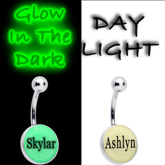 Custom Glow in the Dark Personalized Name Dangle Belly Ring