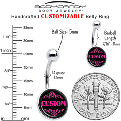 Custom Pink Personalized Name Belly Ring