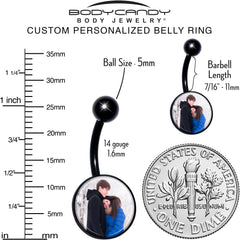 Black Anodized Titanium Custom Photo Belly Ring