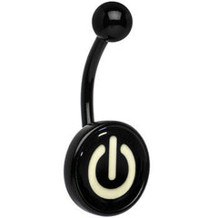 Glow in the Dark Titanium Power Button Belly Ring
