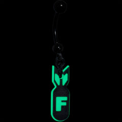 Black Glow in the Dark F Bomb Dangle Belly Ring
