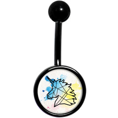 Watercolor Geometric Unicorn Black Belly Ring