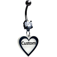 Custom Glow in the Dark Heart Dangle Personalized Belly Ring