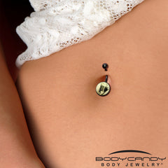 Black Titanium Classic Candy Corn Glow in the Dark Belly Ring