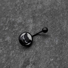 Black Glow in the Dark Peeking Black Cat Belly Ring by Onyx O