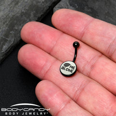 Glow in the Dark Black Leaf Me Alone Belly Ring by Onyx O