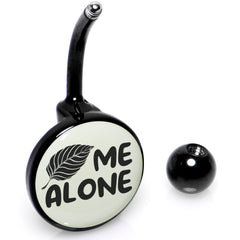 Glow in the Dark Black Leaf Me Alone Belly Ring by Onyx O