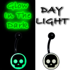 Glow in the Dark Simple Skull Belly Ring by Onyx O
