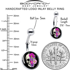 Floral Flowers Skull Belly Ring by Onyx O
