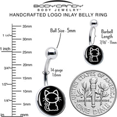 Black and White Kitty Cat Belly Ring by Onyx O