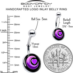 Crescent Moon Heart Belly Ring by Onyx O