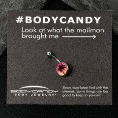 Red Sunset Palm Tree Belly Ring by Onyx O