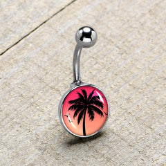 Red Sunset Palm Tree Belly Ring by Onyx O