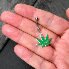 Custom Marijuana Pot Leaf Personalized Dangle Belly Ring