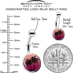 Palm Tree Retro Sunset Belly Ring by Onyx O