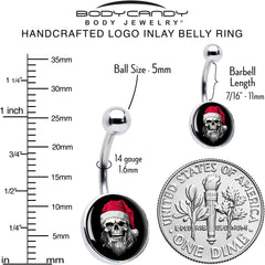 Holiday Skeleton Santa Claus Belly Ring by Onyx O