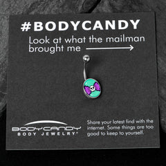 Retro Pixel Skull Belly Ring by Onyx O