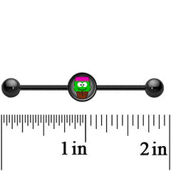 14G Black Anodized Cupcake Frank Monster Industrial Bar 37mm