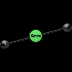 Custom Glow in the Dark Personalized Industrial Barbell in Black Titanium