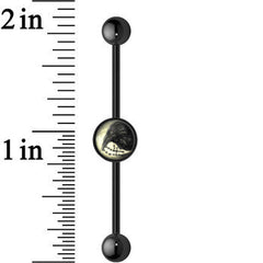 14G Black Glow in the Dark Raven Cross Industrial Barbell 37mm