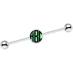 Glow in the Dark Personalized Custom Initial Industrial Barbell 37mm