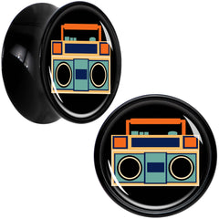Black Acrylic Retro Boombox Double Flare Plug Set by Onyx O