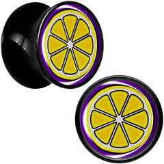 Yellow Slice of Lemon Black Acrylic Saddle Plug Set by Onyx O