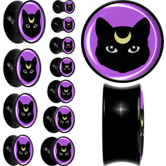 Black Mystic Kitty Cat Black Acrylic Saddle Plug Set by Onyx O