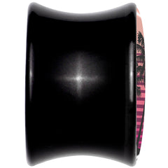 Palm Tree Retro Sunset Black Acrylic Saddle Plug Set by Onyx O