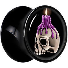 Black Acrylic Burning Skull Candle Double Flare Plug Set by Onyx O