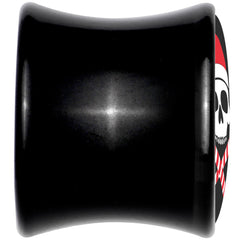Santa Pirate Candy Cane Skull Black Acrylic Saddle Plug Set by Onyx O