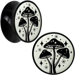 Glow in the Dark Mystic Mushroom Black Acrylic Saddle Plug Set by Onyx O