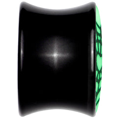 Black Acrylic Heart Spider Web Glow in the Dark Double Flare Plug Set by Onyx O