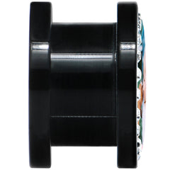 Black Acrylic Custom Photo Gem Screw Fit Plug - buy 2 for a pair