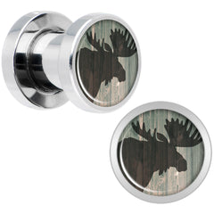 Holiday Rustic Wood Moose Screw Fit Plug Set Sizes 5mm to 20mm
