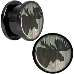 Holiday Rustic Wood Moose Black Screw Fit Plug Set Sizes 5mm to 20mm