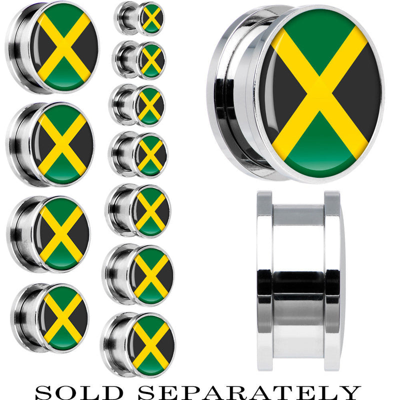 Jamaica Flag Stainless Steel Screw Fit Plug
