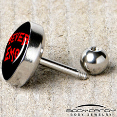 16G 1/4 Black Red 4 Ever Emo Tragus Cartilage Earring by Onyx O