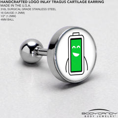 16G 1/4 Battery Full Cartilage Tragus Earring by Onyx O