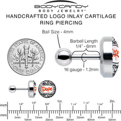 16G 1/4 Dope Composition Notebook Tragus Cartilage Earring by Onyx O